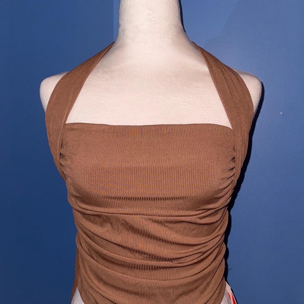 Tan Halter Crop Top
